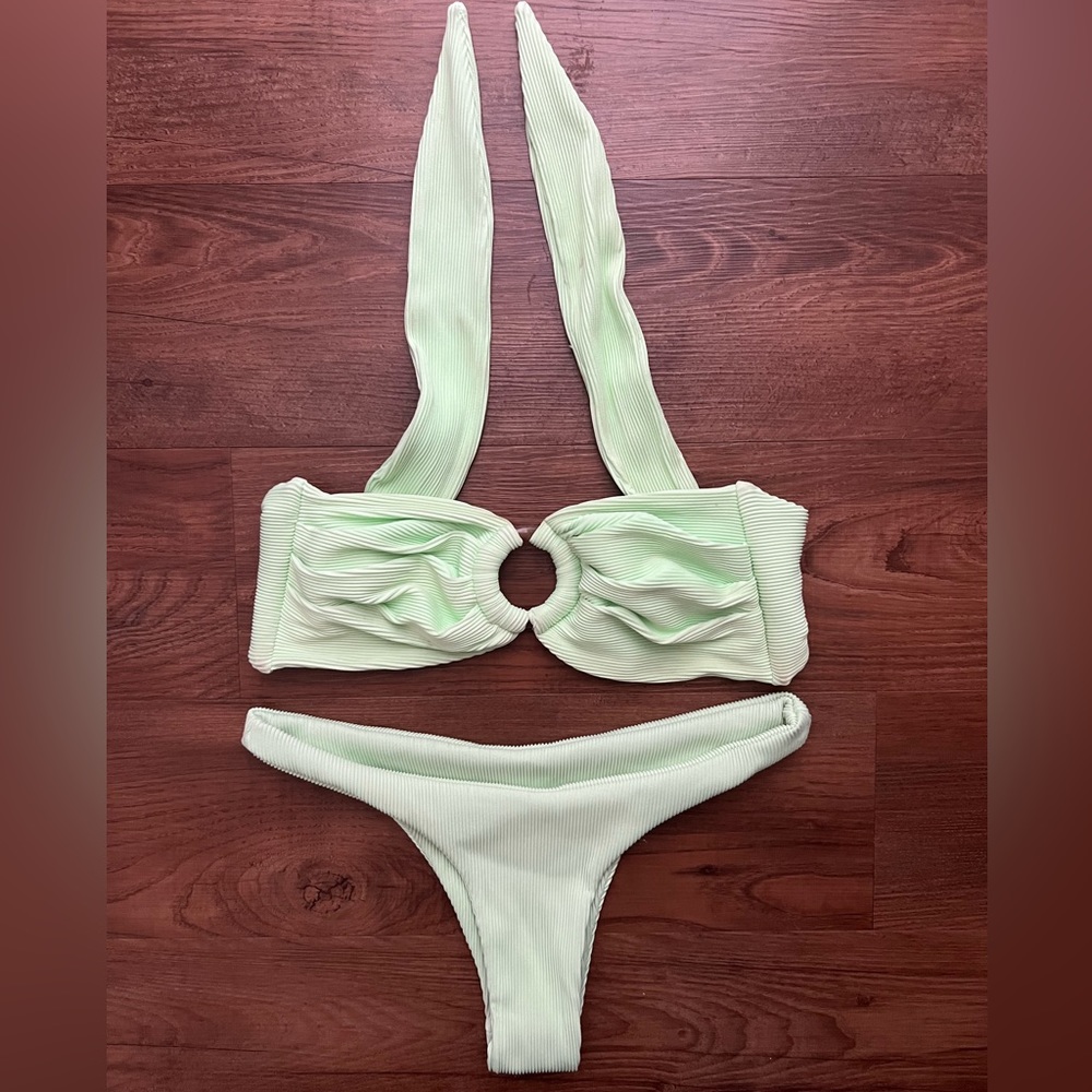 Kulani Kini Light Green Bandeau Thong Bikini